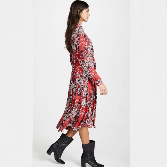 Free People | Shirt Dress | Red printed | Tough Love | Maxi | Size 12 | Boho - Picture 2 of 11